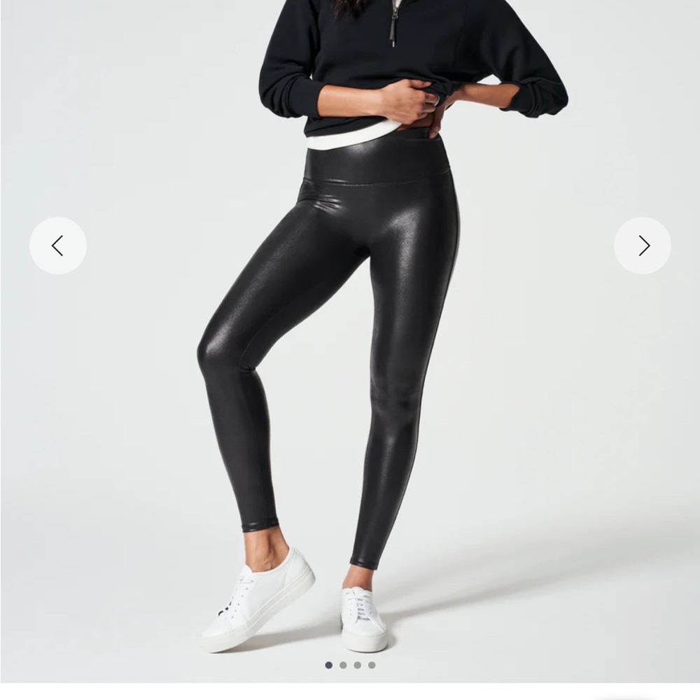NEW! Spanx Faux Leather Leggings with Inner Fleece - XS